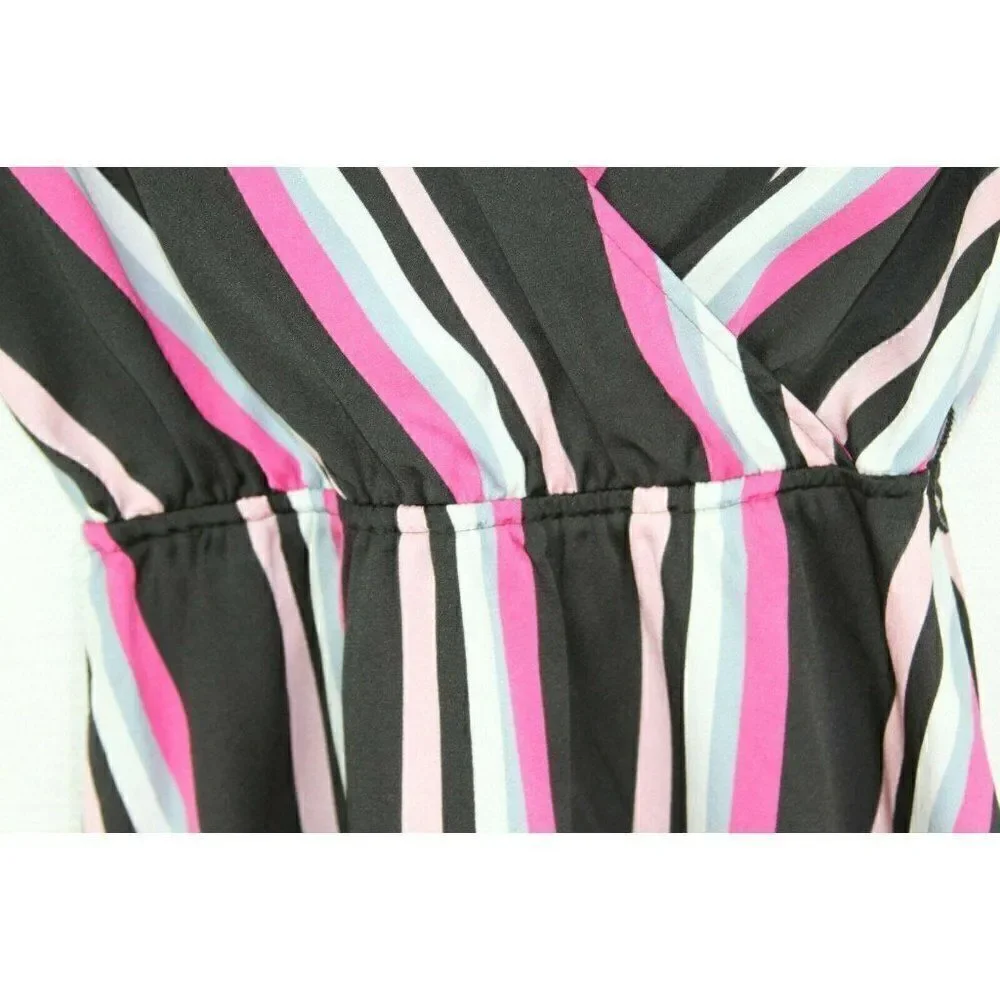 Express Womens Top Wrap Peplum Pink Black Size XS
